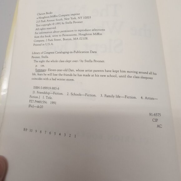 Vintage Kids Book The Night the Whole Class Slept Over by Stella Pevsner 90s Rea - Picture 6 of 7